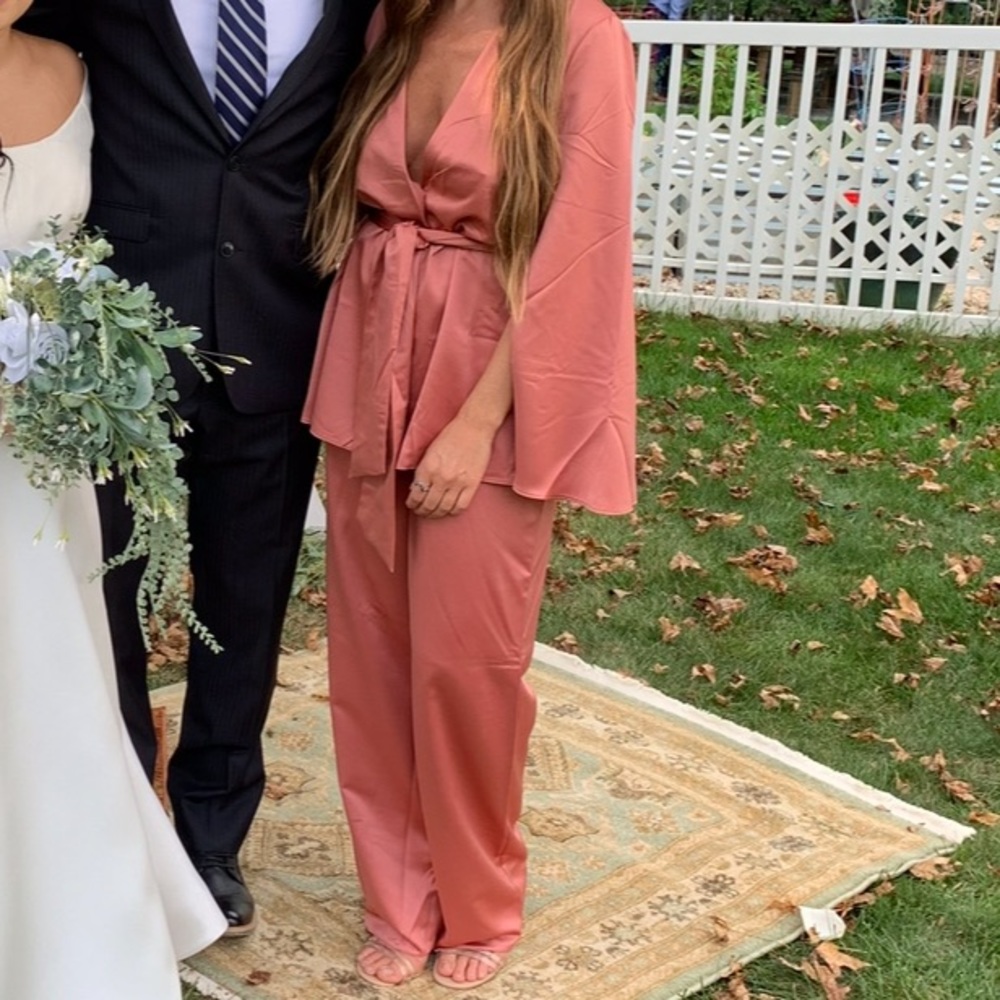 ASOS US 4 PINK SATIN PANT SUIT.